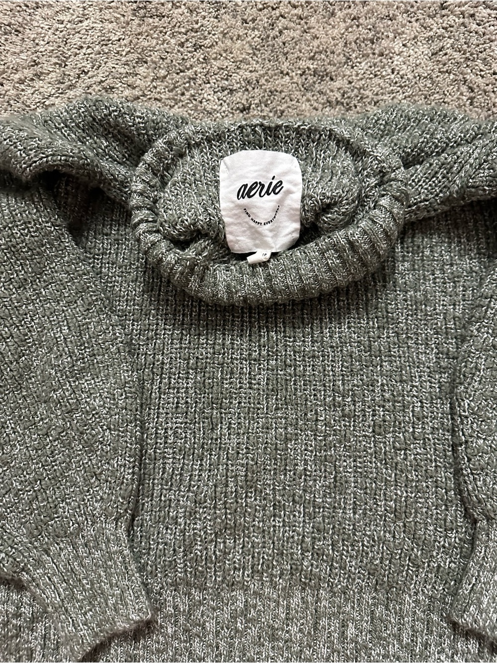 #209 aerie Olive Green Turtleneck Knit Sweater